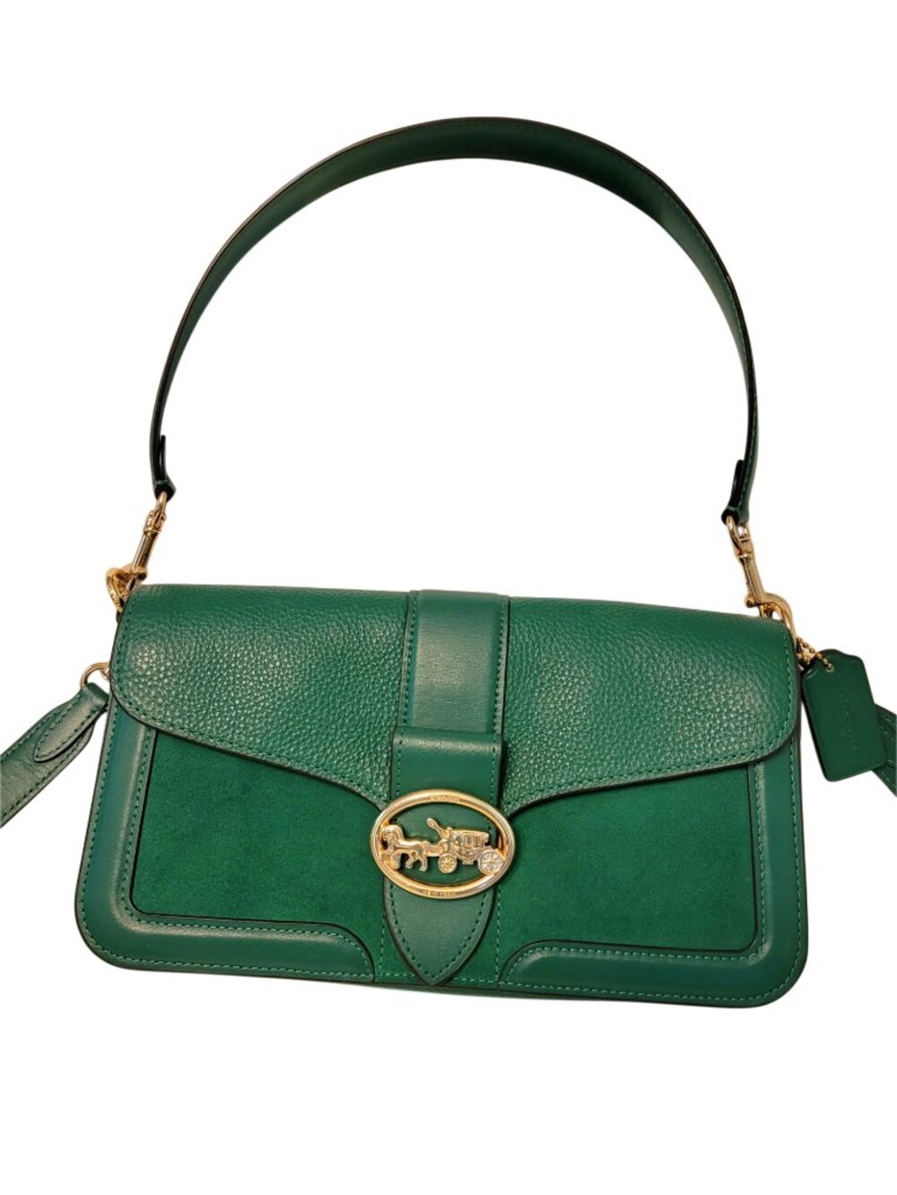COACH Georgie Mixed Leather Convertible Shoulder Bag